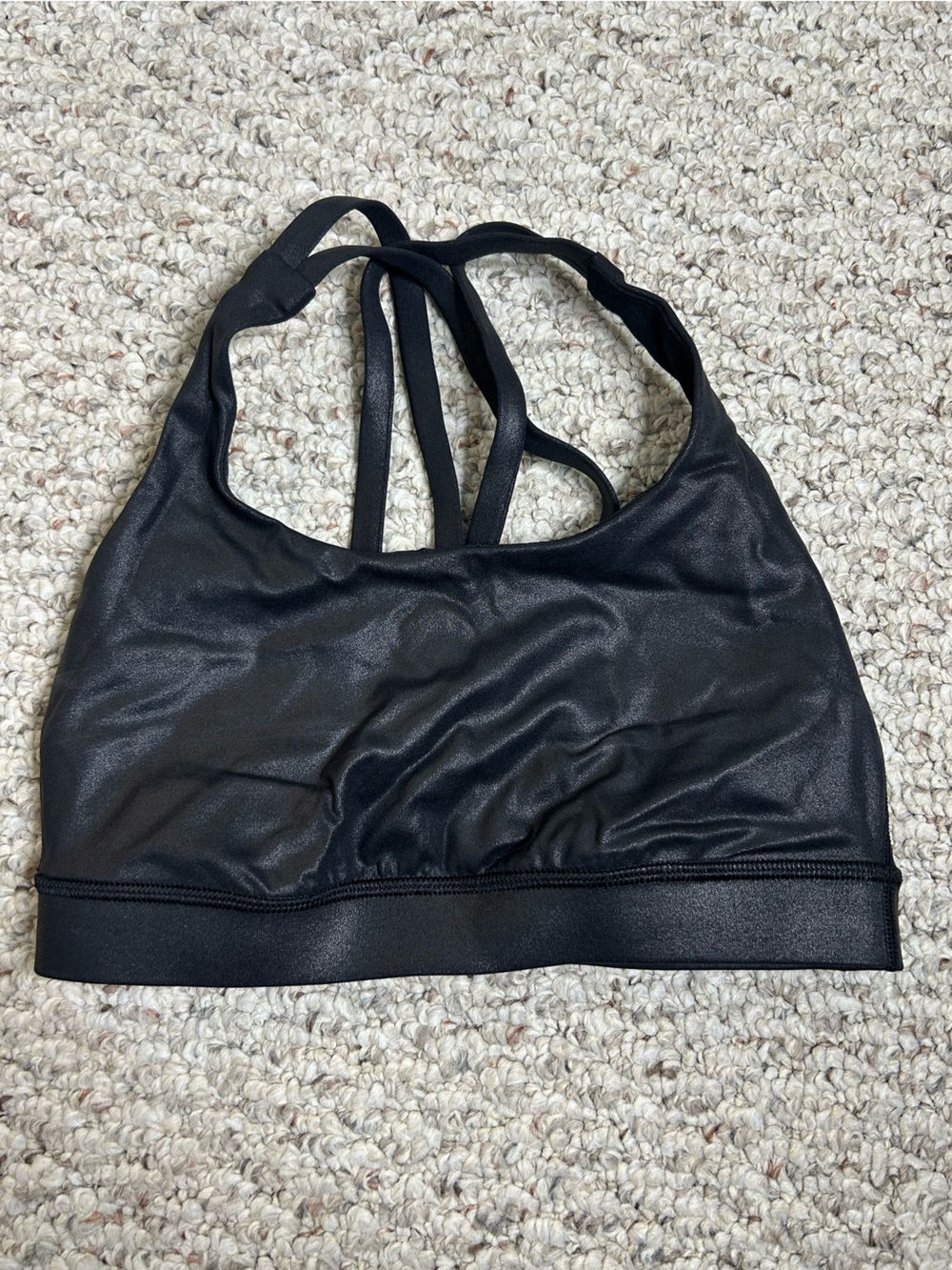 Lululemon Energy Bra Shine Color Matte Black foil Size 4”